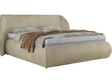 Łóżko tapicerowane CAELA CLASSIC 180x200 - materac multipocket - beżowy, welwet