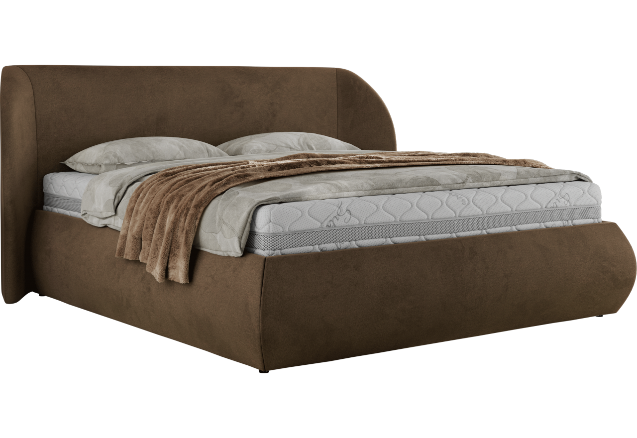Łóżko tapicerowane CAELA CLASSIC 180x200 - brązowy, welwet