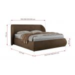 Łóżko tapicerowane CAELA CLASSIC 200x200 - materac piankowy - brązowy, welwet