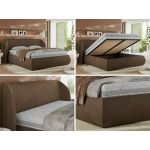 Łóżko tapicerowane CAELA CLASSIC 140x200 - materac pocket - brązowy, welwet
