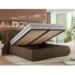 Łóżko tapicerowane CAELA CLASSIC 140x200 - materac multipocket - brązowy, welwet