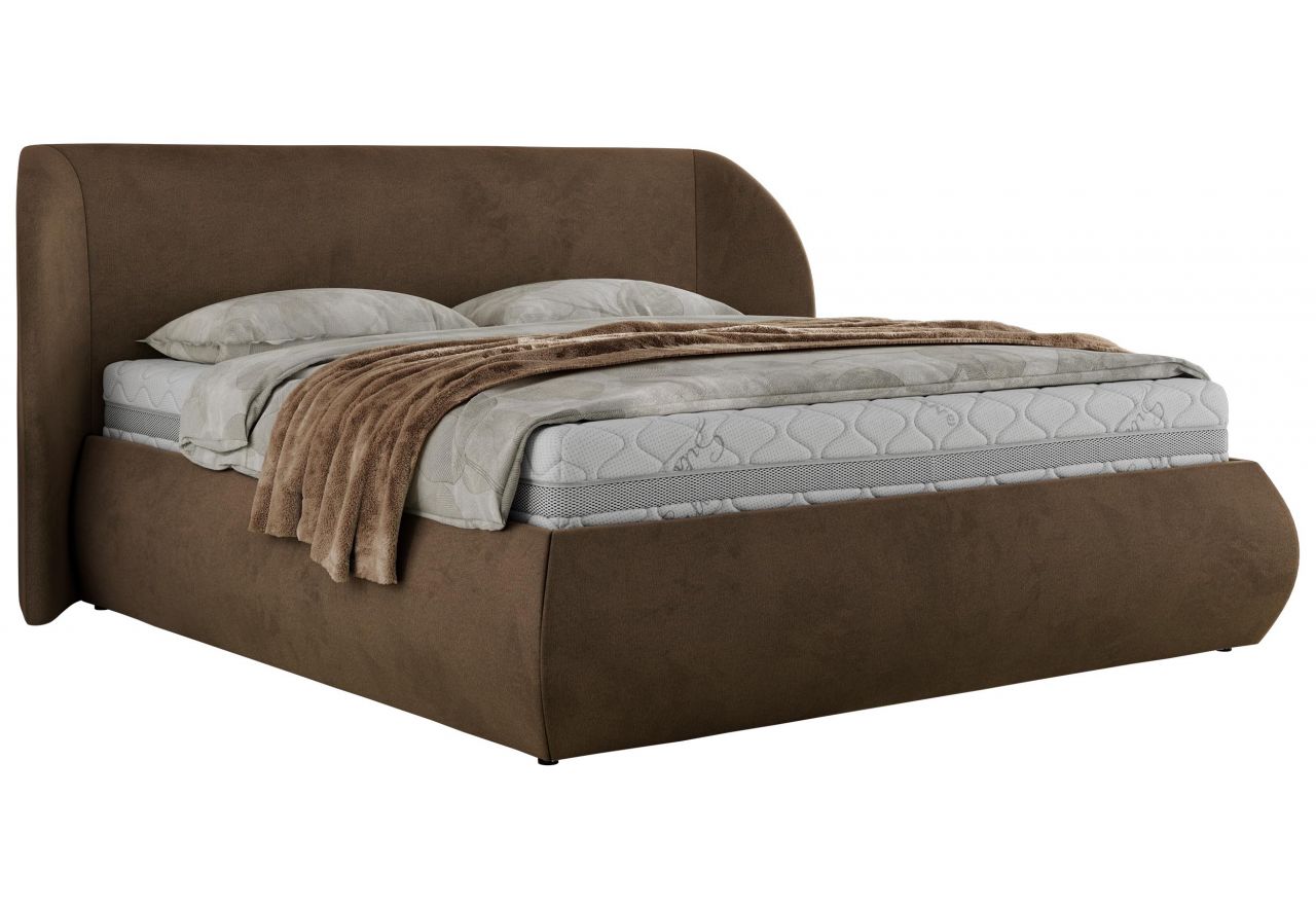 Łóżko tapicerowane CAELA CLASSIC 140x200 - materac multipocket - brązowy, welwet