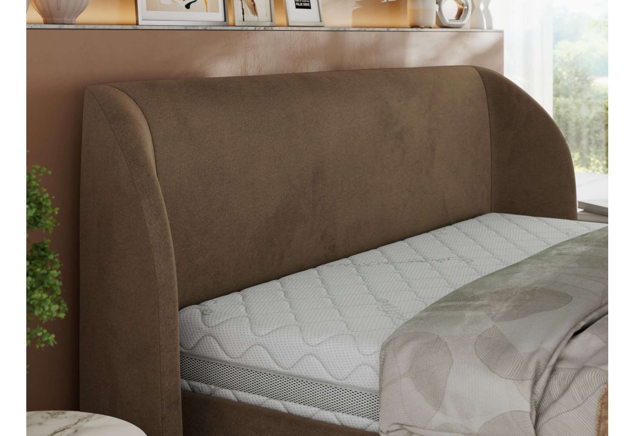 Łóżko tapicerowane CAELA CLASSIC 160x200 - materac multipocket - brązowy, welwet