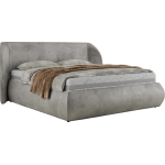 Łóżko tapicerowane CAELA CLASSIC 160x200 - materac piankowy - jasnoszary, welwet