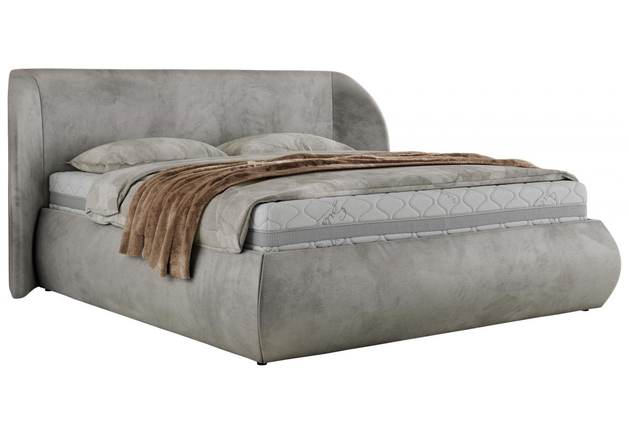 Łóżko tapicerowane CAELA CLASSIC 140x200 - materac pocket - jasnoszary, welwet