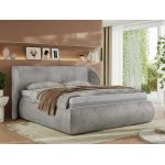 Łóżko tapicerowane CAELA CLASSIC 160x200 - materac multipocket - jasnoszary, welwet