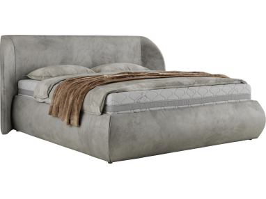Łóżko tapicerowane CAELA CLASSIC 200x200 - materac multipocket - jasnoszary, welwet