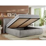 Łóżko tapicerowane CAELA CLASSIC 200x200 - materac multipocket - jasnoszary, welwet