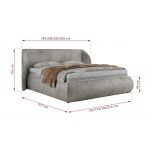 Łóżko tapicerowane CAELA CLASSIC 200x200 - materac multipocket - jasnoszary, welwet