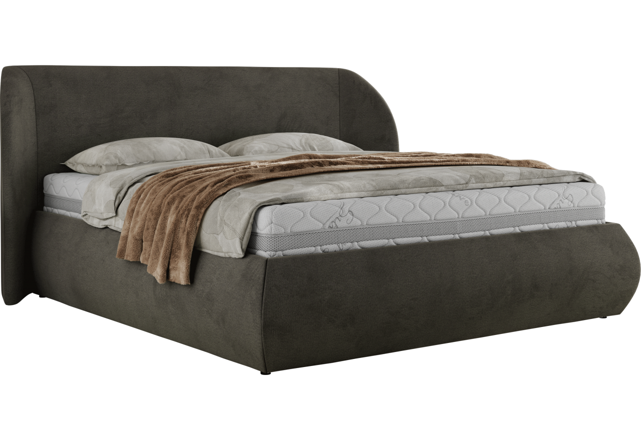 Łóżko tapicerowane CAELA CLASSIC 160x200 - materac piankowy - ciemnoszary, welwet