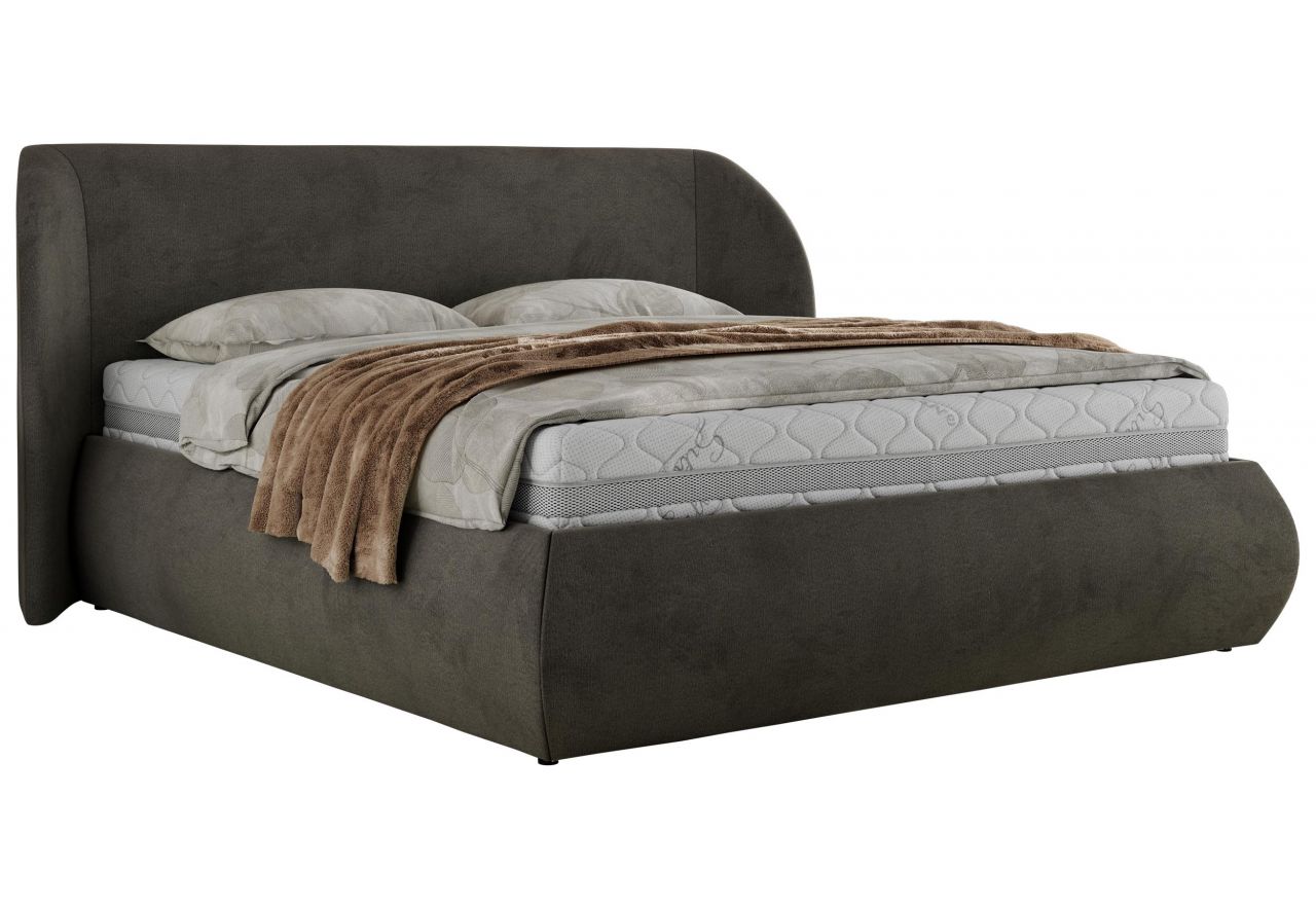 Łóżko tapicerowane CAELA CLASSIC 160x200 - materac piankowy - ciemnoszary, welwet