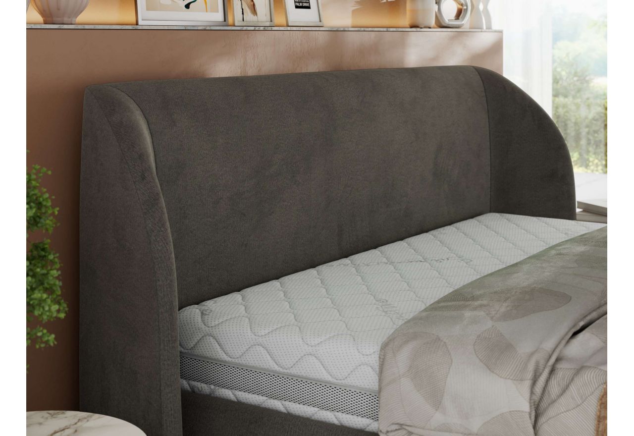 Łóżko tapicerowane CAELA CLASSIC 200x200 - materac pocket - ciemnoszary, welwet
