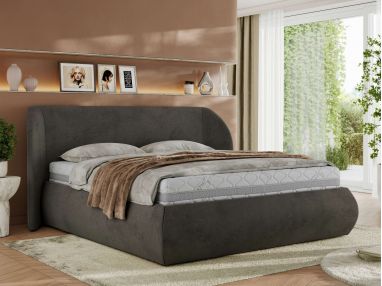 Łóżko tapicerowane CAELA CLASSIC 200x200 - materac multipocket - ciemnoszary, welwet