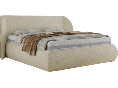 Łóżko tapicerowane CAELA CLASSIC 160x200 - materac pocket - kremowy, struktura