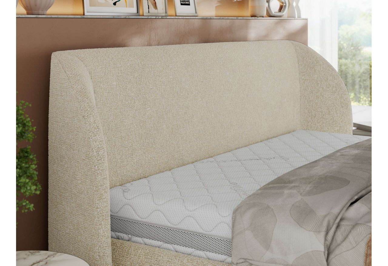Łóżko tapicerowane CAELA CLASSIC 180x200 - materac pocket - kremowy, struktura