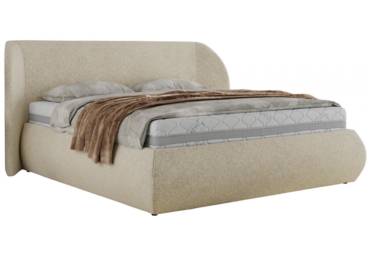 Łóżko tapicerowane CAELA CLASSIC 180x200 - materac pocket - kremowy, struktura