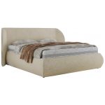 Łóżko tapicerowane CAELA CLASSIC 180x200 - materac pocket - kremowy, struktura