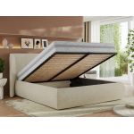 Łóżko tapicerowane CAELA CLASSIC 200x200 - materac multipocket - kremowy, struktura