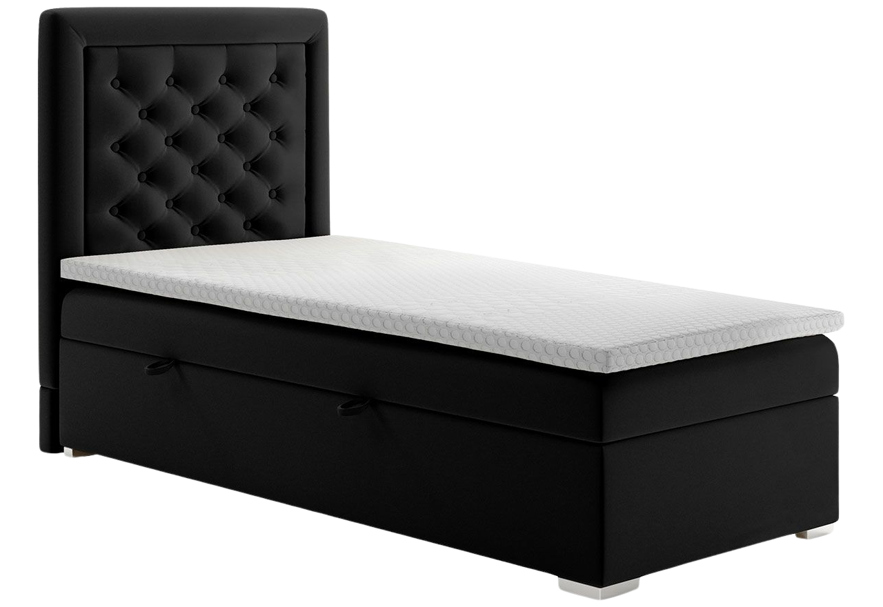 Łóżko kontynentalne z opcją pojemnika na pościel - NOA 90x200 czarny