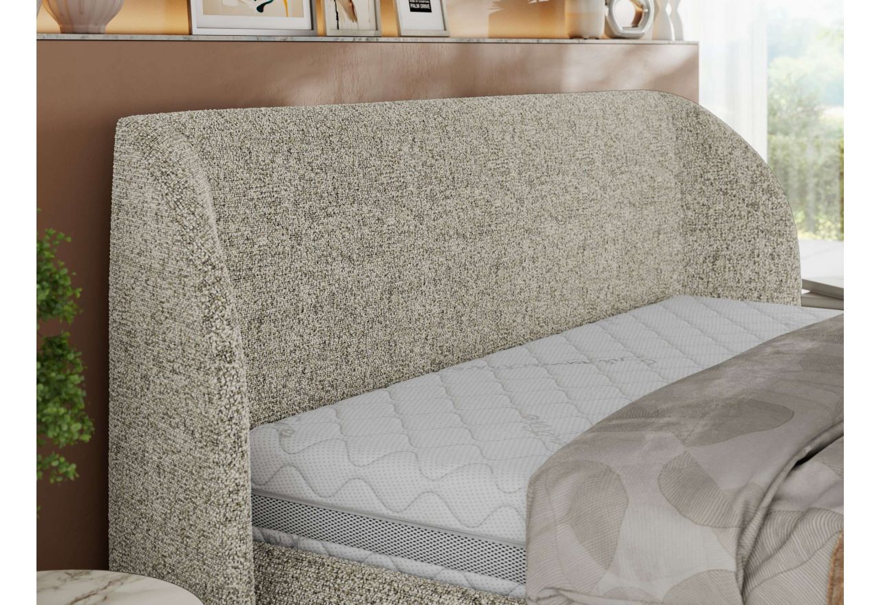 Łóżko tapicerowane CAELA CLASSIC 200x200 - materac piankowy - beżowy, struktura