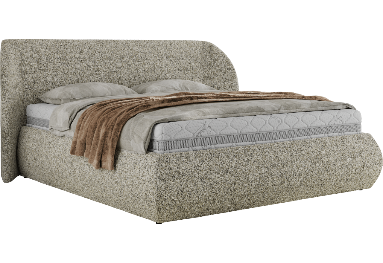 Łóżko tapicerowane CAELA CLASSIC 160x200 - materac multipocket - beżowy, struktura