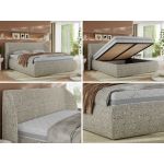 Łóżko tapicerowane CAELA CLASSIC 200x200 - materac multipocket - beżowy, struktura