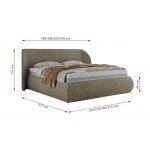 Łóżko tapicerowane CAELA CLASSIC 180x200 - materac pocket - szary, struktura