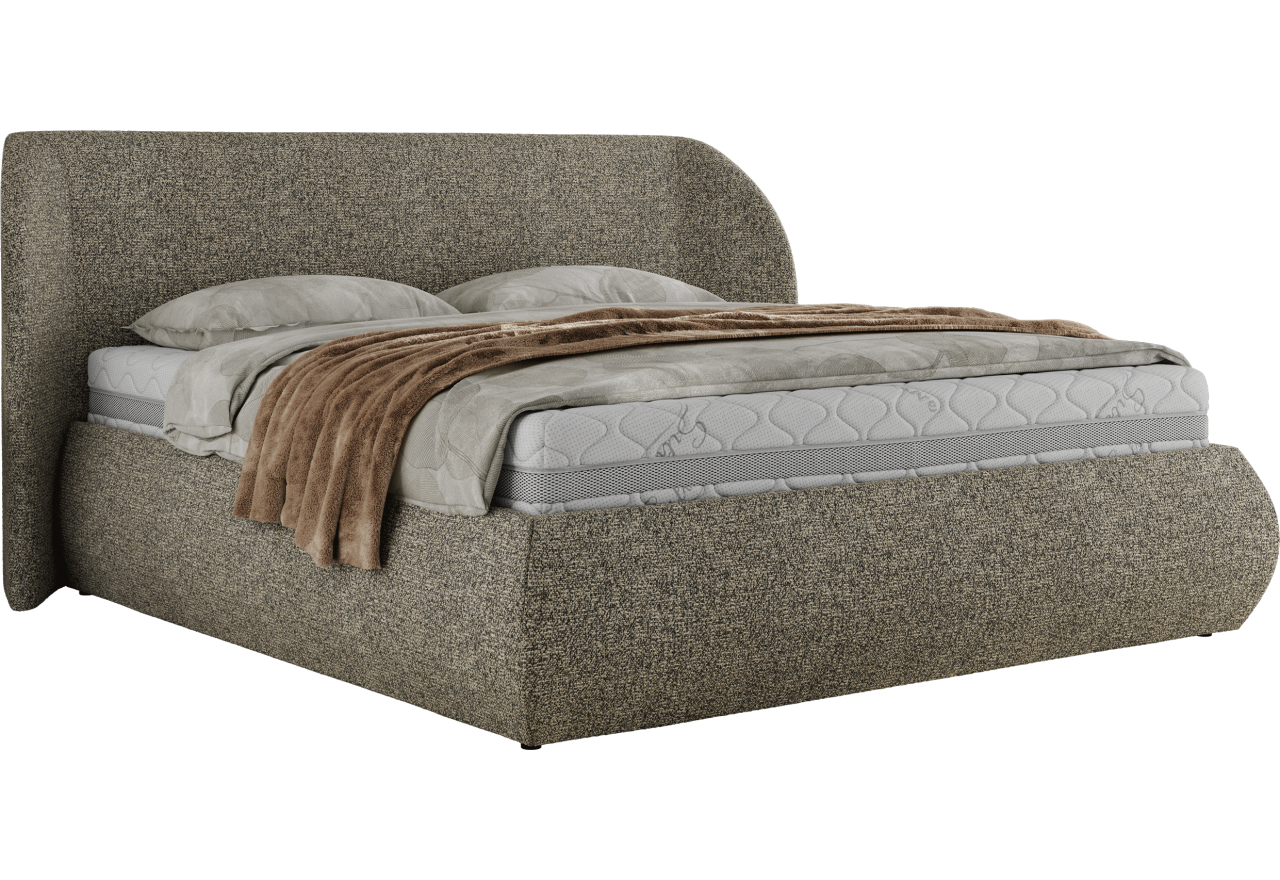 Łóżko tapicerowane CAELA CLASSIC 200x200 - materac pocket - szary, struktura