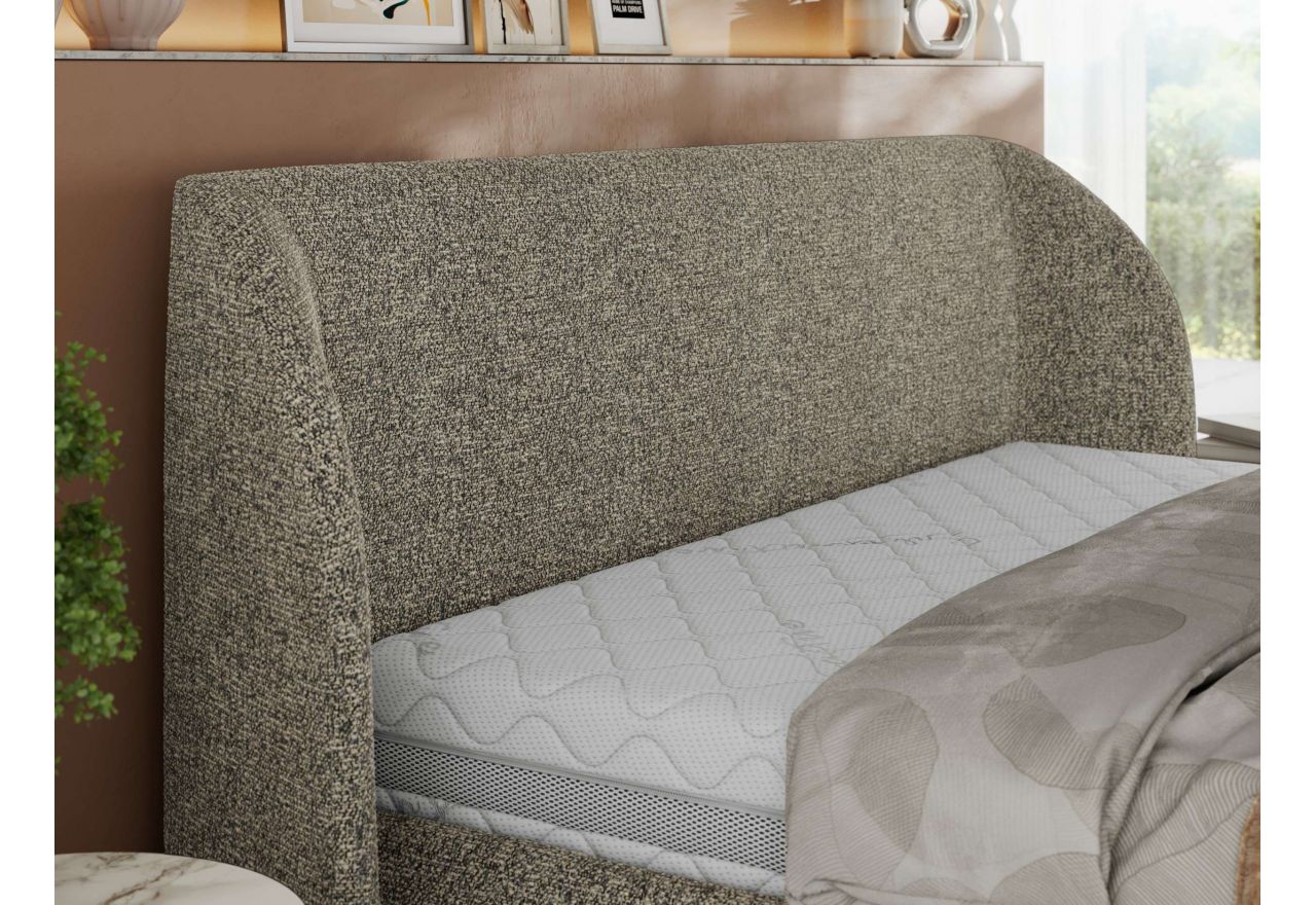 Łóżko tapicerowane CAELA CLASSIC 200x200 - materac pocket - szary, struktura
