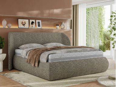 Łóżko tapicerowane CAELA CLASSIC 160x200 - materac multipocket - szary, struktura