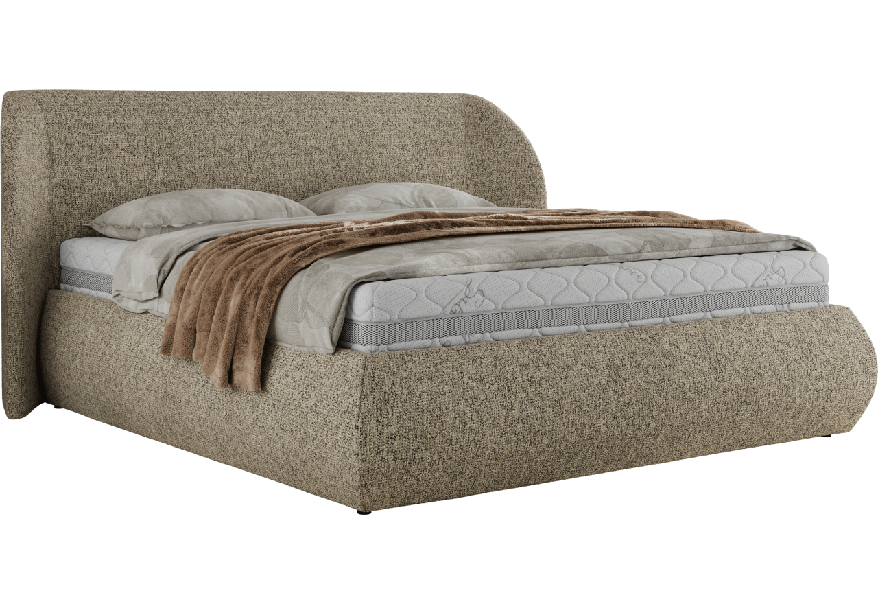 Łóżko tapicerowane CAELA CLASSIC 200x200 - ciemnobeżowy, struktura