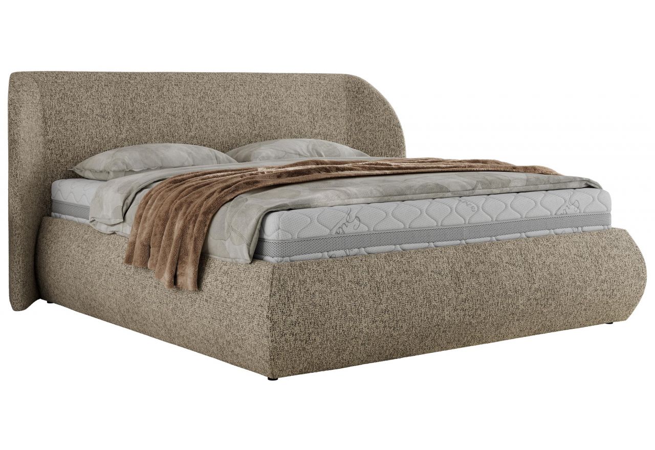 Łóżko tapicerowane CAELA CLASSIC 200x200 - ciemnobeżowy, struktura