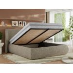 Łóżko tapicerowane CAELA CLASSIC 200x200 - materac piankowy - ciemnobeżowy, struktura