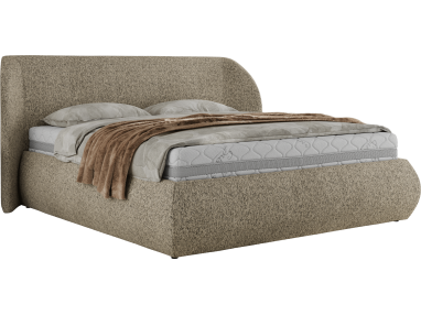 Łóżko tapicerowane CAELA CLASSIC 140x200 - materac multipocket - ciemnobeżowy, struktura