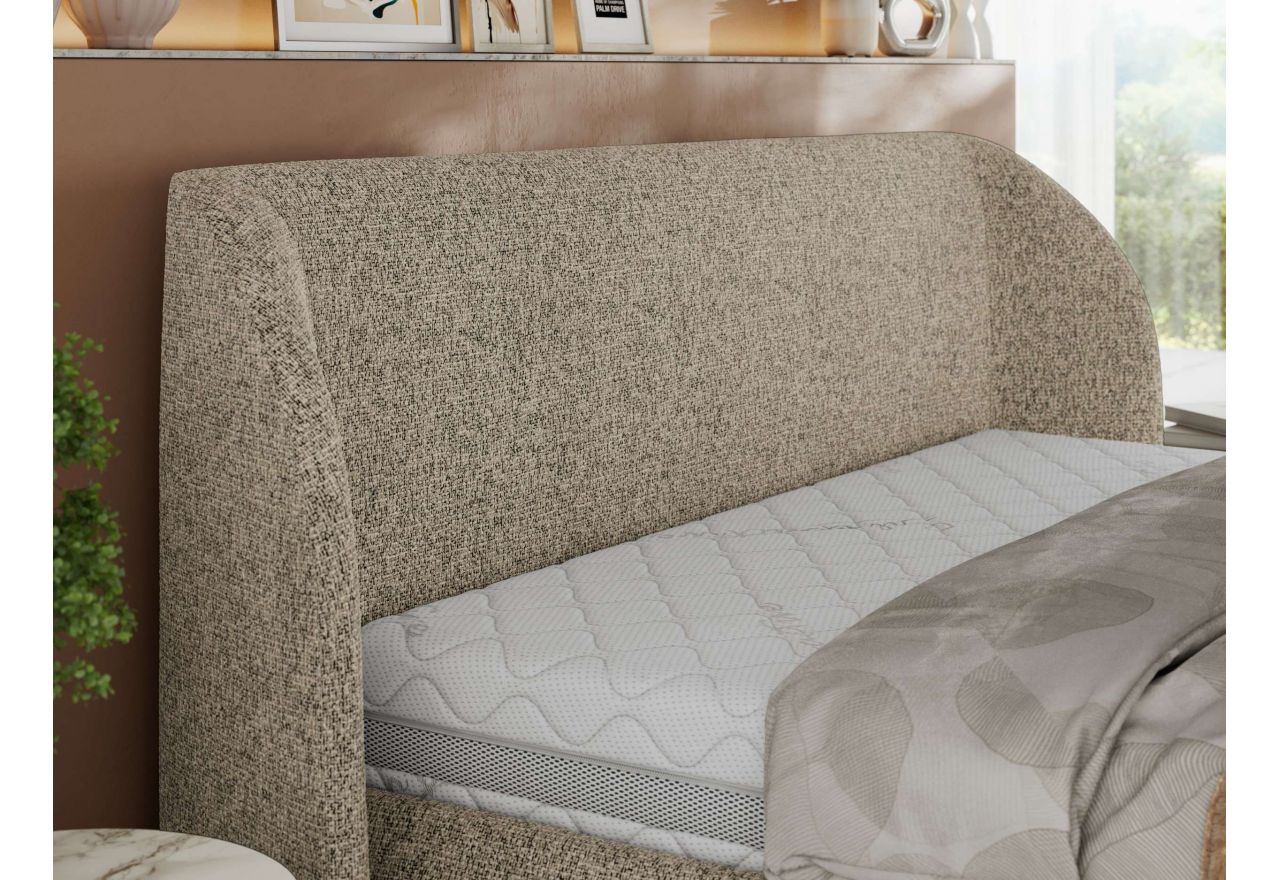 Łóżko tapicerowane CAELA CLASSIC 180x200 - materac multipocket - ciemnobeżowy, struktura