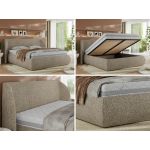 Łóżko tapicerowane CAELA CLASSIC 200x200 - materac multipocket - ciemnobeżowy, struktura