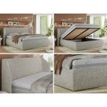 Łóżko tapicerowane CAELA CLASSIC 160x200 - materac pocket - jasnoszary, struktura