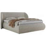 Łóżko tapicerowane CAELA CLASSIC 160x200 - materac pocket - jasnoszary, struktura