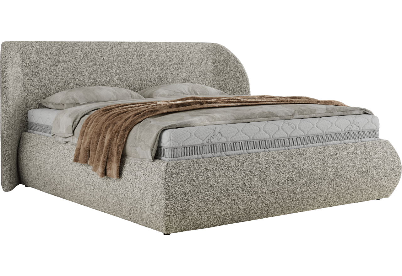 Łóżko tapicerowane CAELA CLASSIC 160x200 - materac multipocket - jasnoszary, struktura
