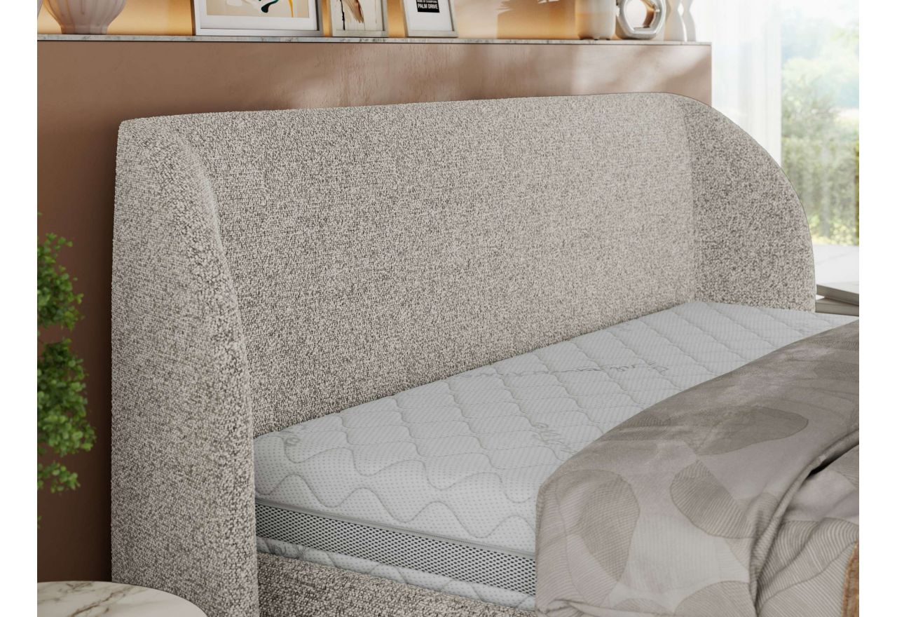 Łóżko tapicerowane CAELA CLASSIC 180x200 - materac multipocket - jasnoszary, struktura