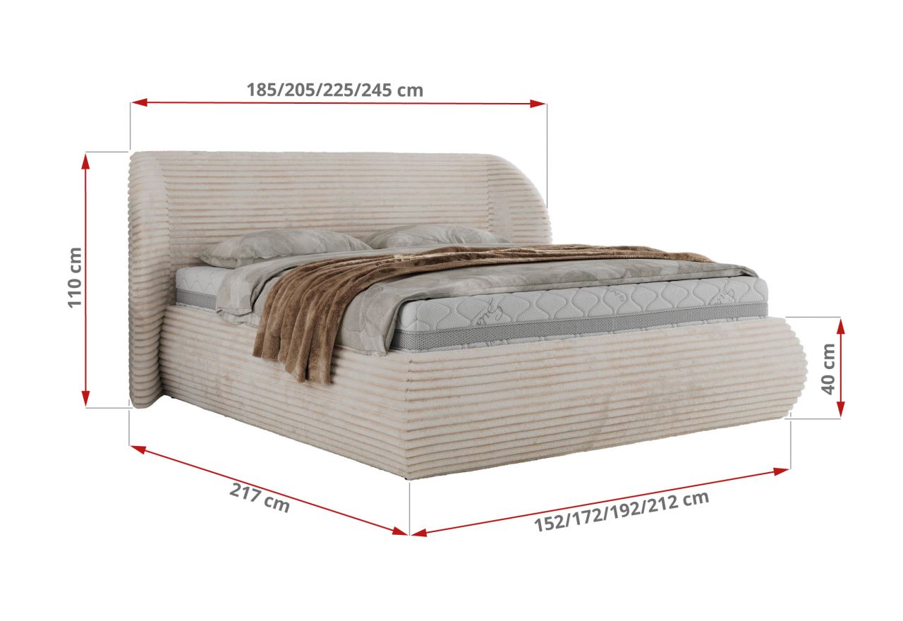 Łóżko tapicerowane CAELA CLASSIC 200x200 - beżowy, sztruks