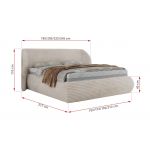 Łóżko tapicerowane CAELA CLASSIC 140x200 - materac pocket - beżowy, sztruks