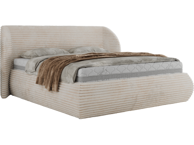 Łóżko tapicerowane CAELA CLASSIC 180x200 - materac pocket - beżowy, sztruks