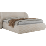 Łóżko tapicerowane CAELA CLASSIC 200x200 - materac pocket - beżowy, sztruks