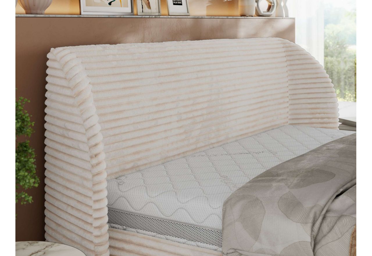 Łóżko tapicerowane CAELA CLASSIC 180x200 - materac multipocket - beżowy, sztruks