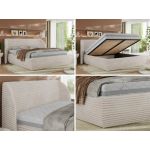 Łóżko tapicerowane CAELA CLASSIC 180x200 - materac multipocket - beżowy, sztruks