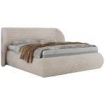 Łóżko tapicerowane CAELA CLASSIC 200x200 - materac multipocket - beżowy, sztruks