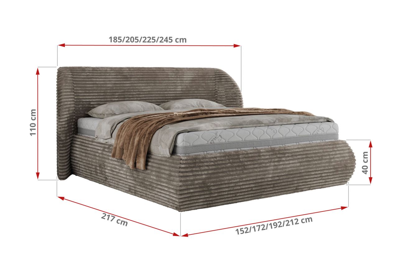 Łóżko tapicerowane CAELA CLASSIC 140x200 - materac piankowy - jasnobrązowy, sztruks