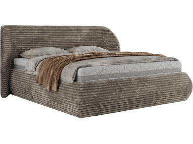 Łóżko tapicerowane CAELA CLASSIC 160x200 - materac pocket - jasnobrązowy, sztruks