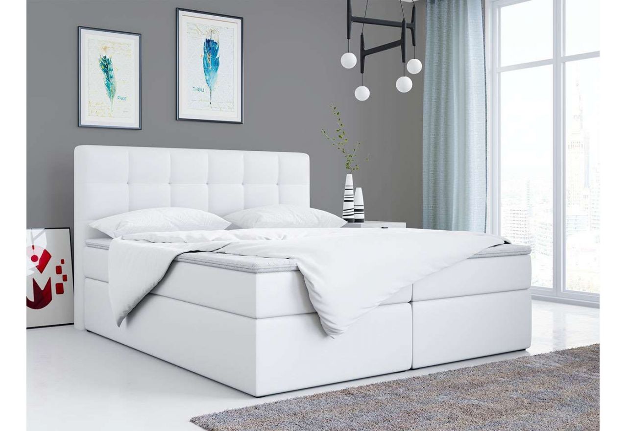 Łóżko podwójne kontynentalne 120x200 cm z opcją wyboru tkaniny i materaca - LUKA / Madryt 920